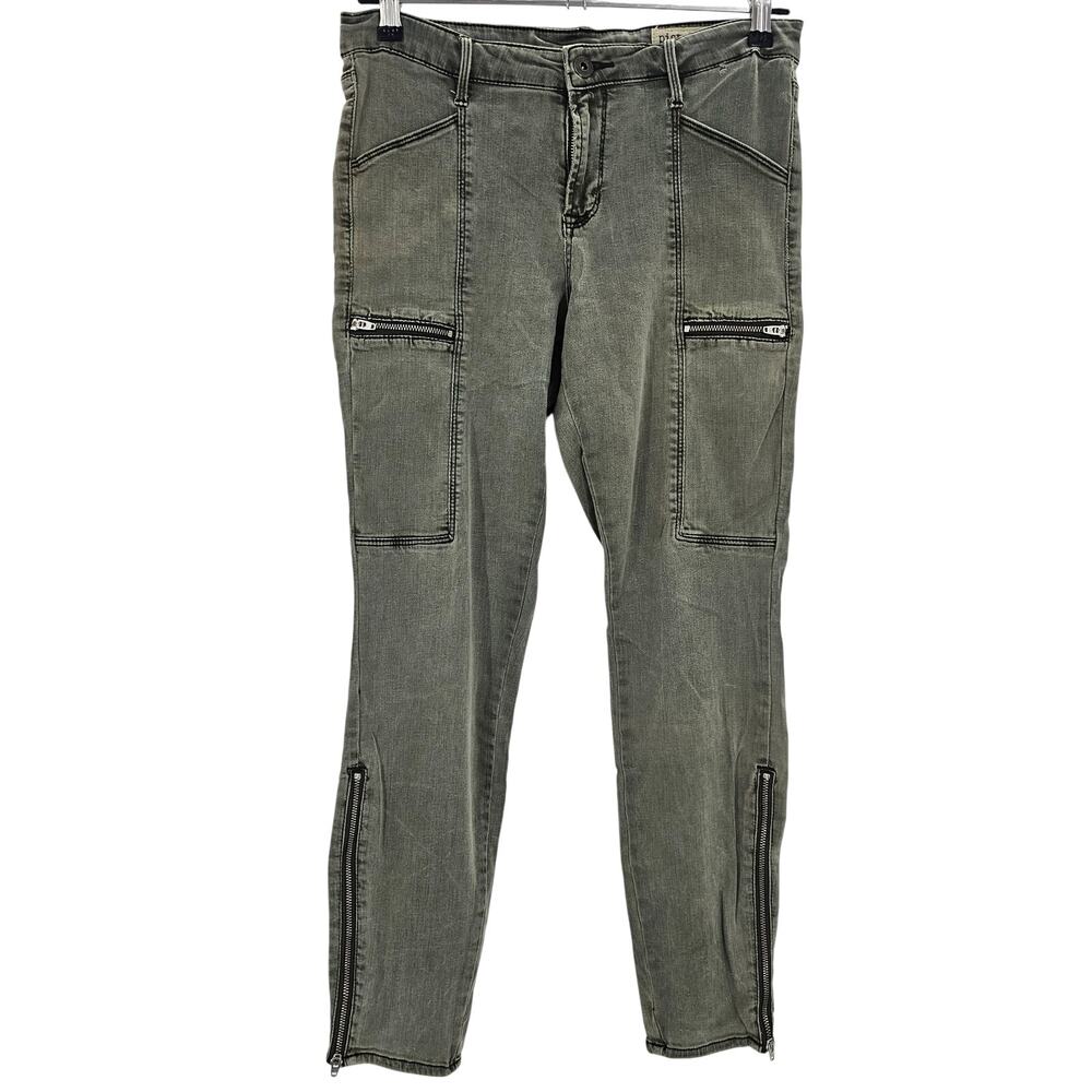 Pistola Womans size 29 Hannah Moto Cargo Zipper Skinny Denim Jeans Pants Green
